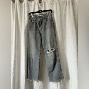 Zara high waisted cropped Relaxed Gray Jeans